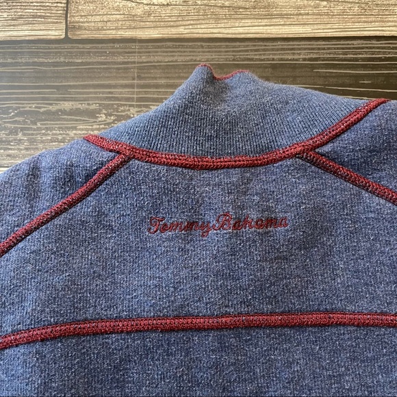 Tommy Bahama Men’s Reversible Maroon Navy 1/4 Zip Pullover Sweater Size Large - Picture 10 of 12